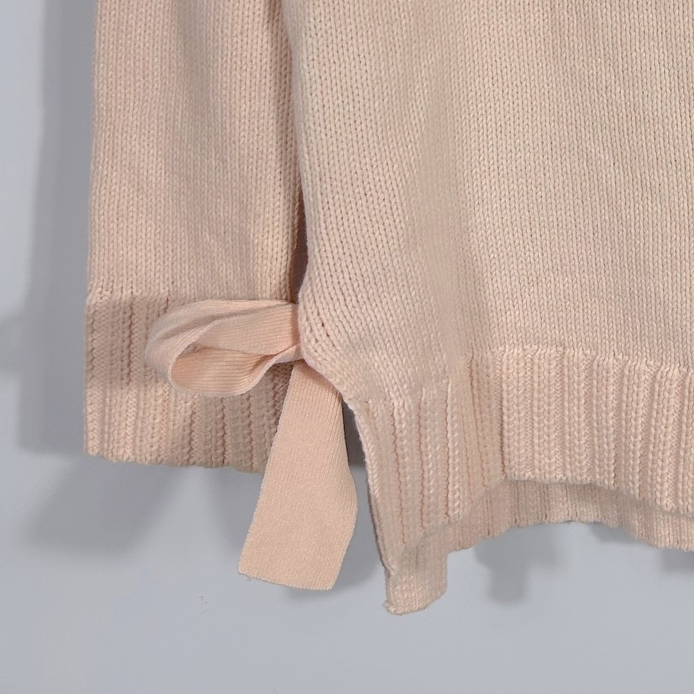 Ann Taylor Loft Cotton Light Pink Knit Crewneck Sweater Side Tie Size XS - Picture 7 of 8